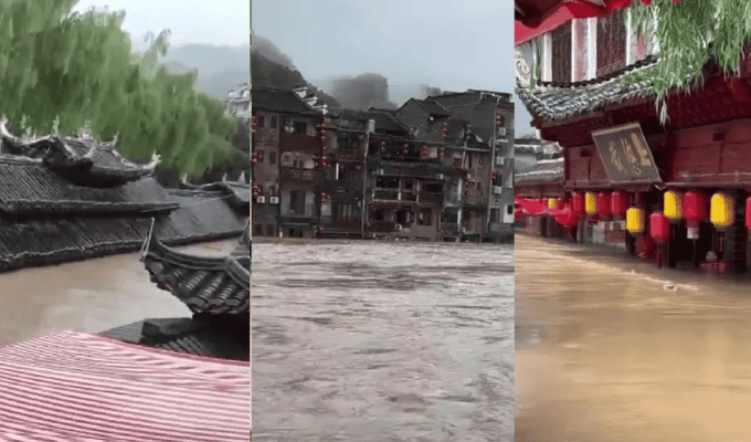 Emergencia en Zhenyuan: Río Wuyang se desborda y arrasa