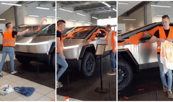 Activistas climáticos lanzan pintura a un Tesla en Alemania