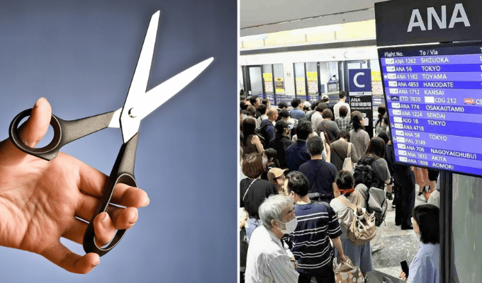 36 vuelos cancelados: Un par de tijeras alarma a Japón