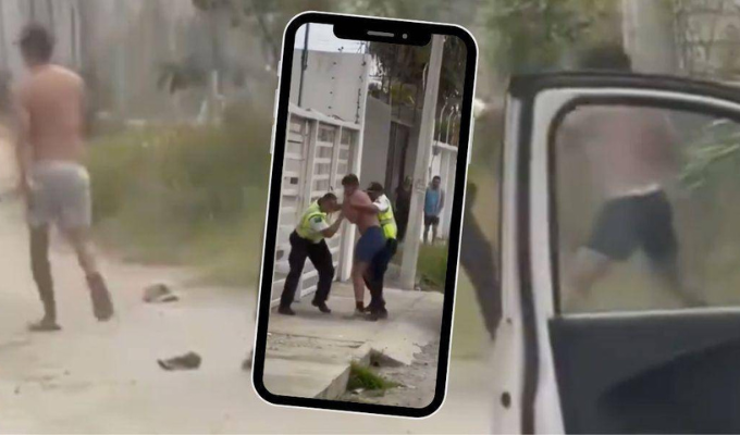 Pelea a golpes: Agentes y civiles se enfrentan en La Libertad