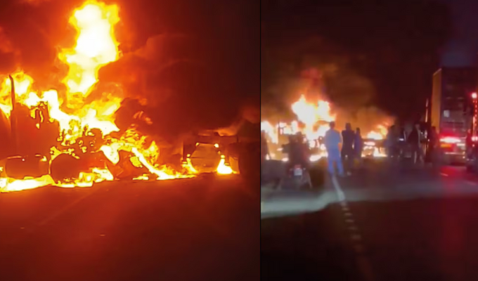 ¡Tragedia en Colimes! Dos camiones chocan y se incendian