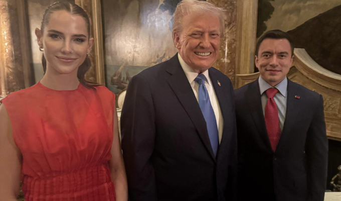 Daniel Noboa y Lavinia Valbonesi se reúnen con Donald Trump en EE. UU.