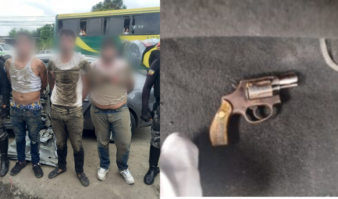 Policía Nacional detiene a tres sujetos y recupera vehículo robado