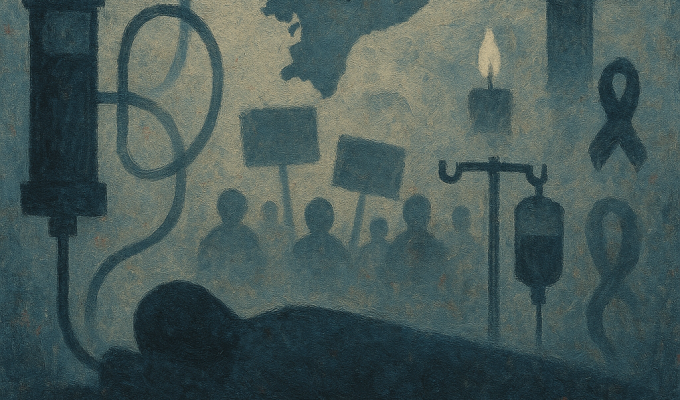 Muere paciente de hemodiálisis durante protesta por insumos en Ambato