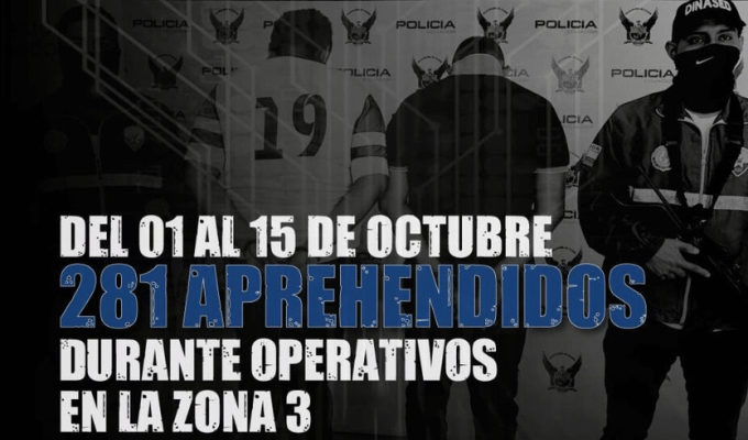 Zona 3: Policía Nacional reportó 281 detenidos en 15 días de octubre