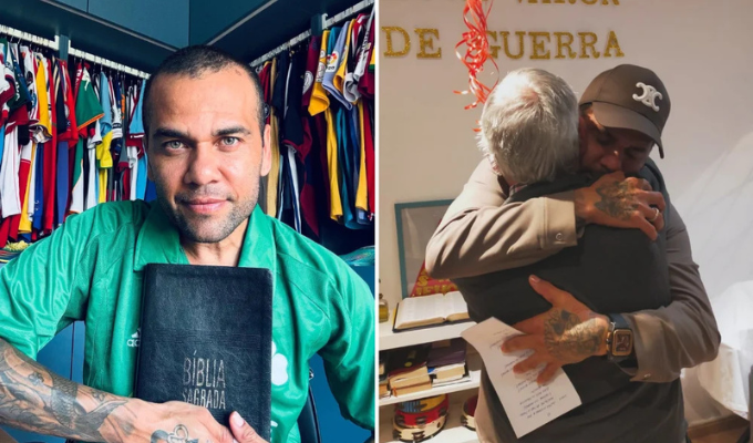 Dani Alves reapareció como predicador en Girona