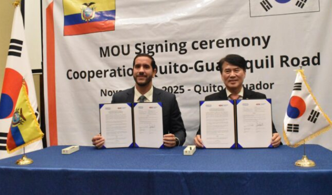 Corea del Sur se alía con Ecuador para la autopista Quito–Guayaquil