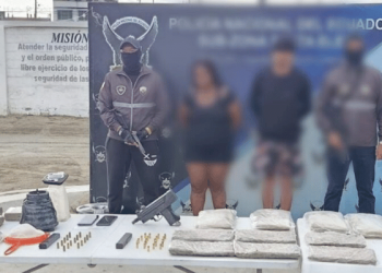 Cae dupla con marihuana, cocaína y subametralladora en Santa Elena