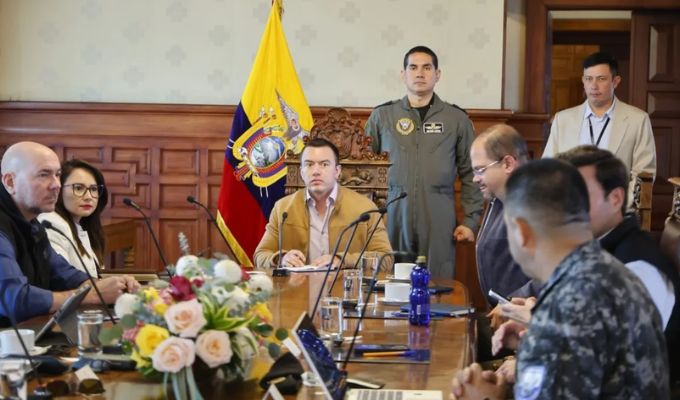 Noboa reunió a Bloque de Seguridad en Carondelet tras regresar al país