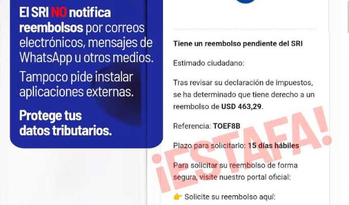 El SRI advierte sobre intentos de estafa a la ciudadanía