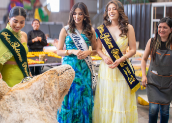 Las Reinas de Ambato visitaron el taller de construcción de los carros