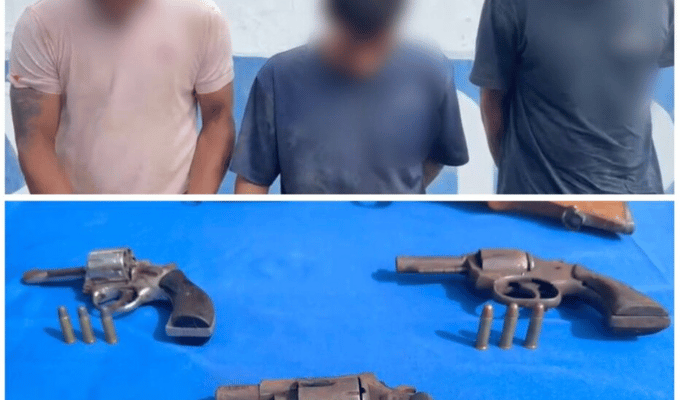 Caen cuatro sospechosos con armas de fuego en operativo policial