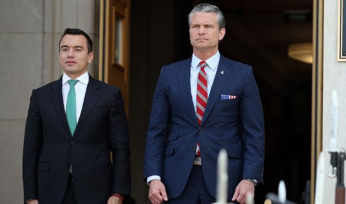 Daniel Noboa llega al Pentágono y pone la seguridad sobre la mesa