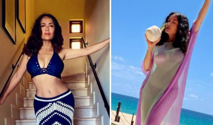 🔥 Salma Hayek deslumbra con bikini a sus 57 años.