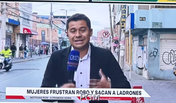 🎥🚫 Cámara arrebatada: Viral robo a reportero de RCN en plena calle.