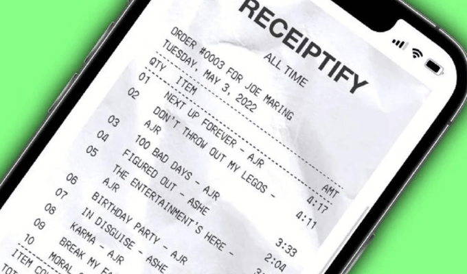 Receiptify Transforma tus Canciones de Spotify en Tickets